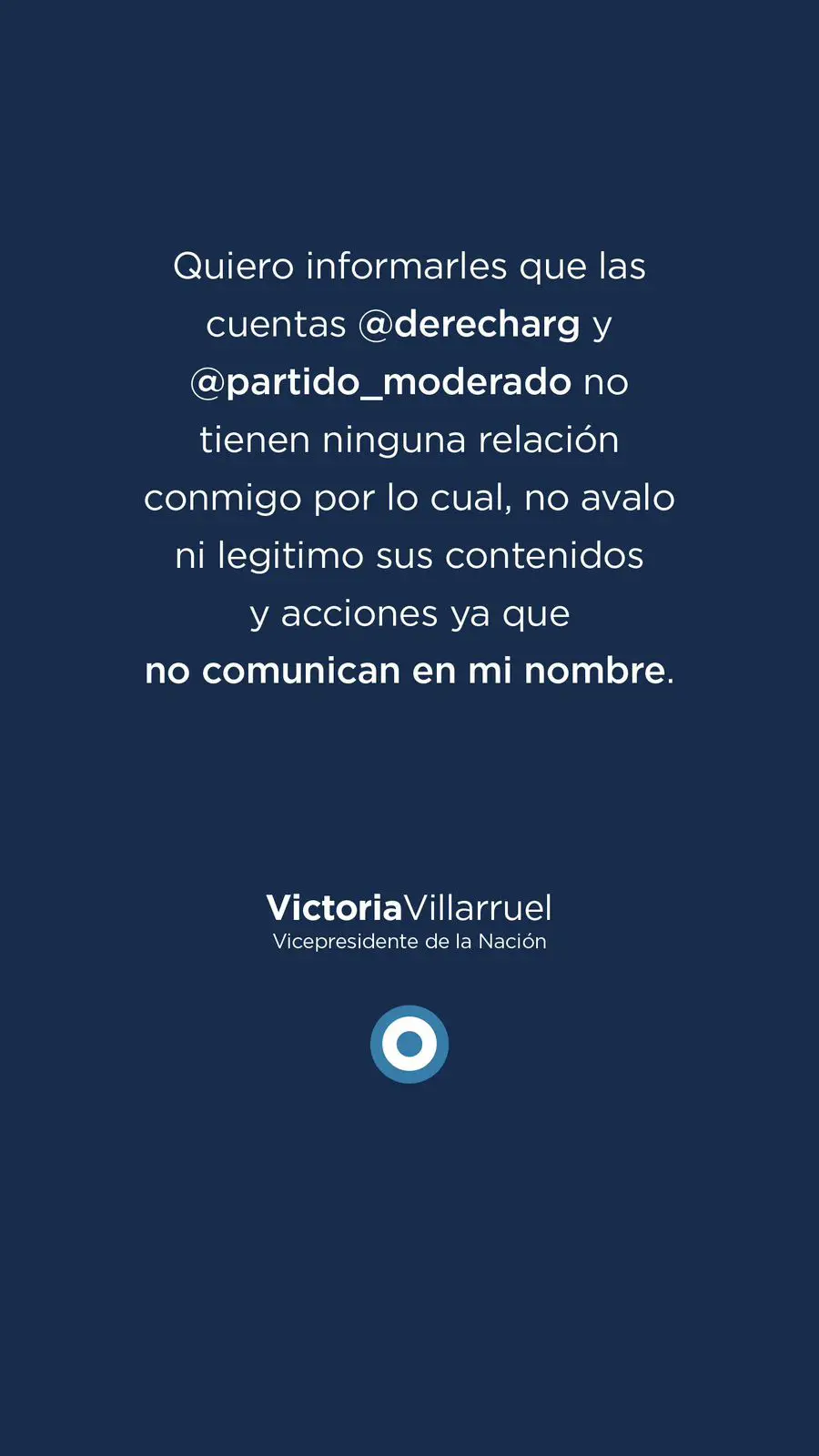 Comunicado Victoria Villarruel